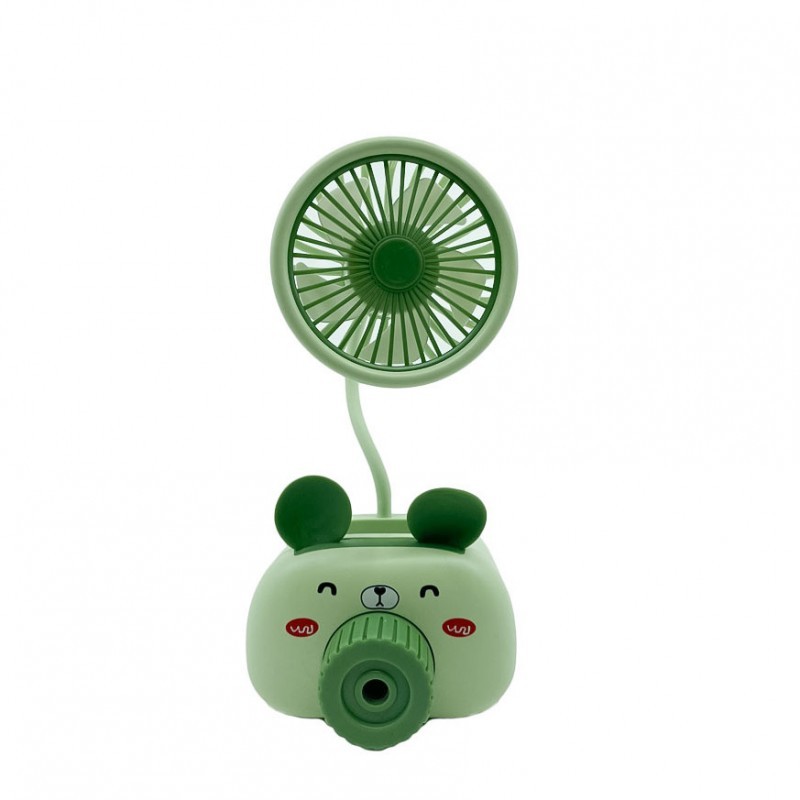 Mini ventilator de birou cu ascutitoare, suport pix, lumini, USB, verde - imagine 6